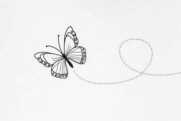 Arrière plan noir et blanc au motif papillon qui vole © PicsArt