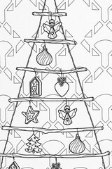 Arrière plan noir et blanc au motif festif avec des étoiles de Noël