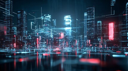 AI-driven world, advanced infrastructure, futuristic cityscape, digital networks