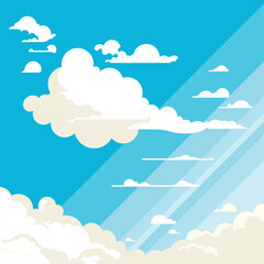 clouds in the bright blue sky in summer Art and Illustration background