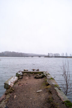lake in espoo city near Helsinki on a cold windy blue day in winter
