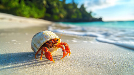 Obraz premium hermit crab on the beach
