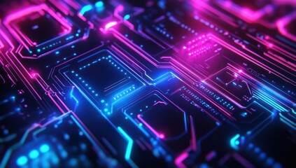 Fototapeta premium Abstract Neon Circuitry