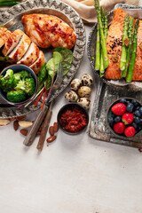 Various ketogenic diet meal .