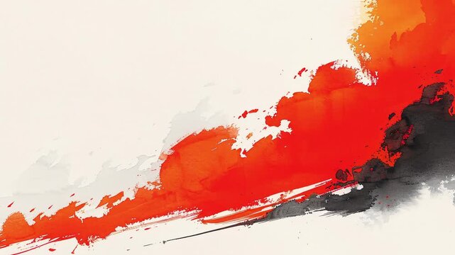 Bold orange and black abstract watercolor brushstrokes