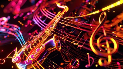 Saxophone Music Neon Art