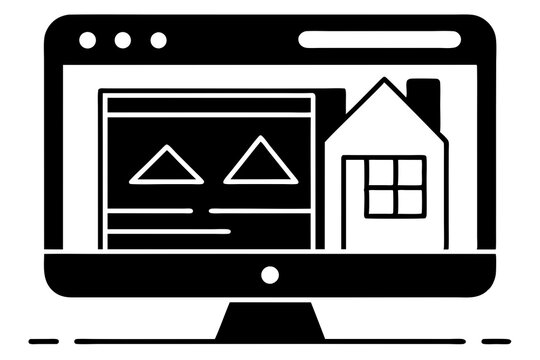 recommend clip art: A homepage is a silhouette image displayed on a computer screen