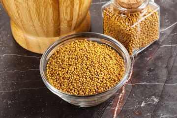 Mustard dry seeds in the bowl