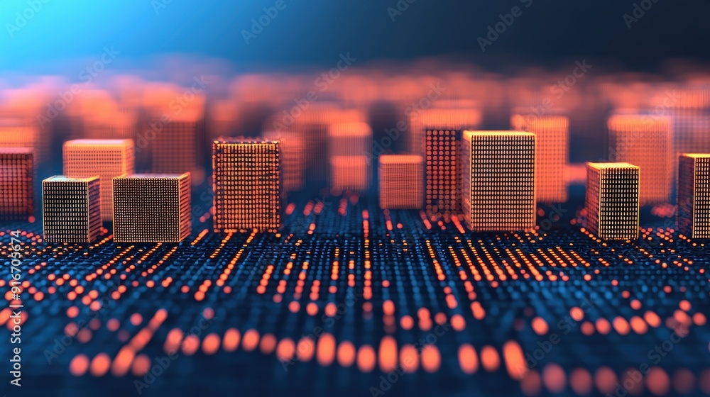 Poster futuristic economic development models on digital platforms with copy space for text in 8k high deta