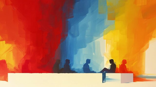 Colorful abstract meeting in vibrant interesting shades