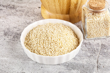 Sesame seeds heap in the bowl