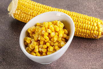 Marinated corn in the bowl