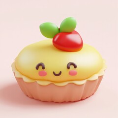 Cute Cartoon Pastry with a Smiley Face