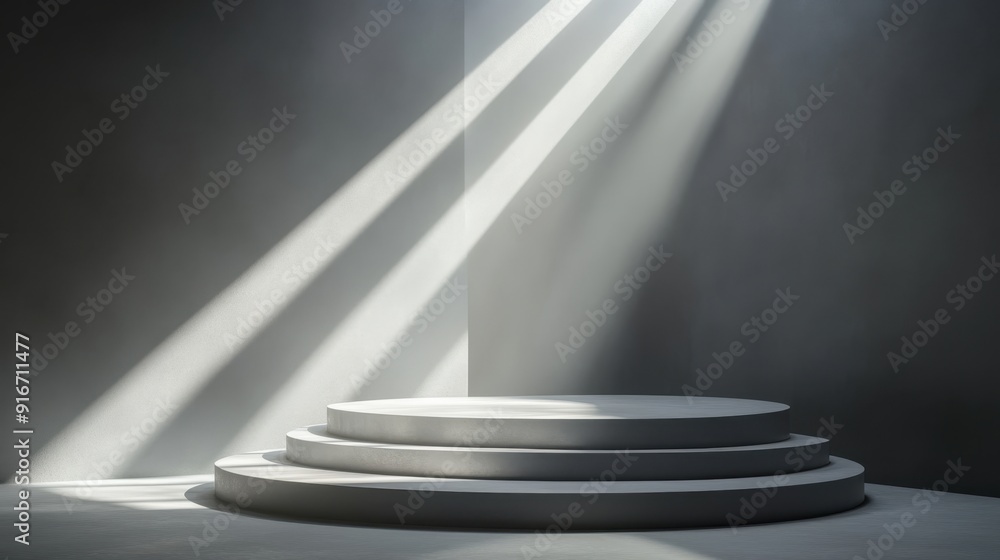 Poster illuminated minimalist stage podium for dynamic product display