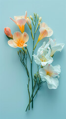 Freesia bouquet on background illustration