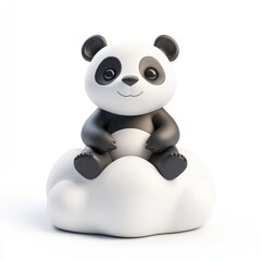 Fototapeta premium Cute Panda Sitting on a Cloud
