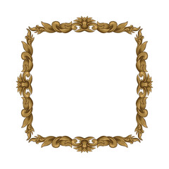 Gold Frame With A Floral Design Retro Ornamental Frame Vintage Rectangle Ornament Border Vector