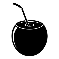 Green Coconut black art vector illustration