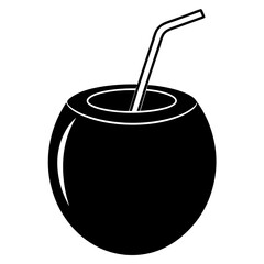 Green Coconut black art vector illustration