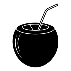 Green Coconut black art vector illustration