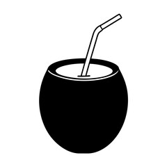 Green Coconut black art vector illustration