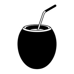 Green Coconut black art vector illustration