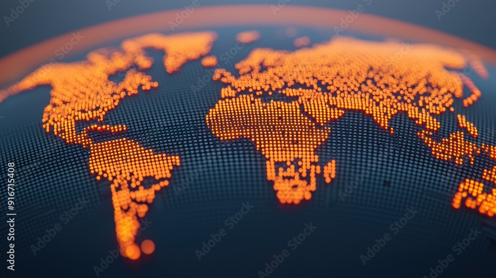 Poster global economic integration in the digital era - futuristic insights with copy space for text in 8k 
