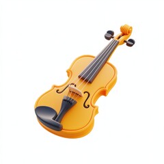 Naklejka premium 3D Rendered Yellow Violin