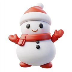 Cute Snowman in a Red Hat and Scarf
