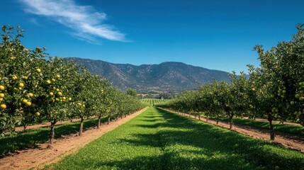 Obraz premium Apple Orchard in a Valley