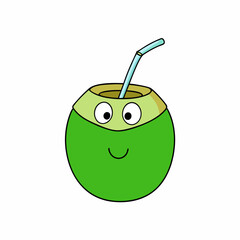 Green Coconut art vector illustration