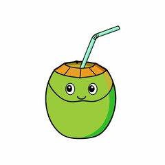 Green Coconut art vector illustration