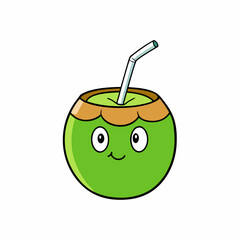 Green Coconut art vector illustration