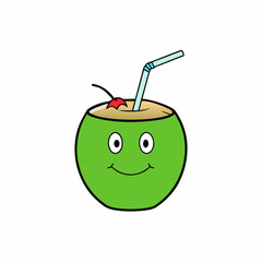 Green Coconut art vector illustration