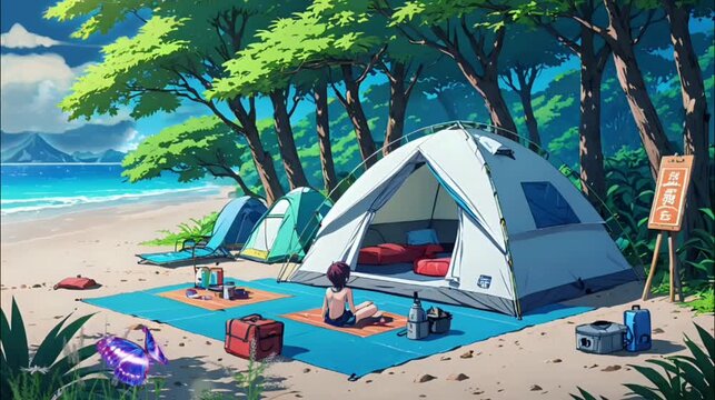 camping in the beach