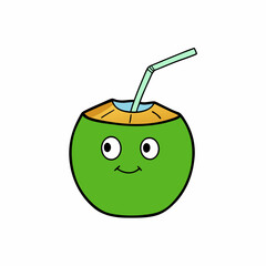 Green Coconut art vector illustration