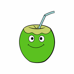Green Coconut art vector illustration