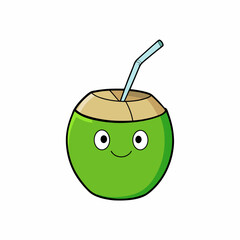 Green Coconut art vector illustration