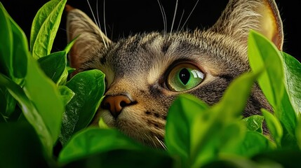 Portrait Of A Gray Tabby Cat Looking At The Camera At Home