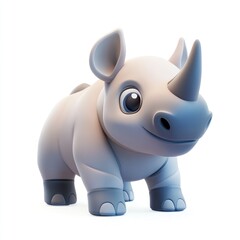 Naklejka premium Cute Cartoon Rhino