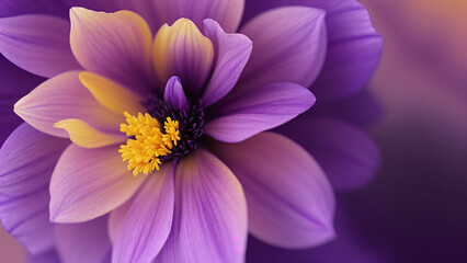 Obraz premium a purple flower with yellow center