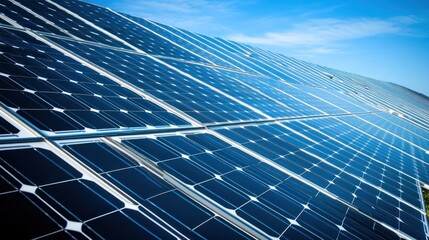 Solar Panels Array in a Blue Sky