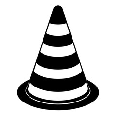 Traffic cone black with white stripes is standing up art vector illustration