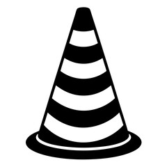 Traffic cone black with white stripes is standing up art vector illustration