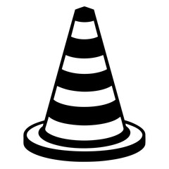 Traffic cone black with white stripes is standing up art vector illustration
