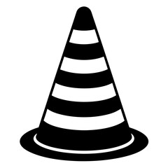 Traffic cone black with white stripes is standing up art vector illustration
