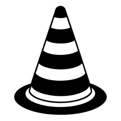 Traffic cone black with white stripes is standing up art vector illustration