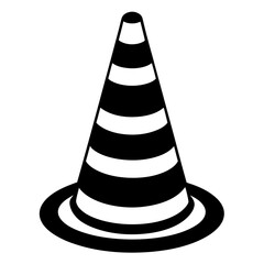 Traffic cone black with white stripes is standing up art vector illustration