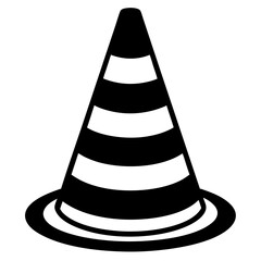 Traffic cone black with white stripes is standing up art vector illustration