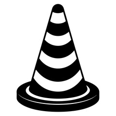Traffic cone black with white stripes is standing up art vector illustration